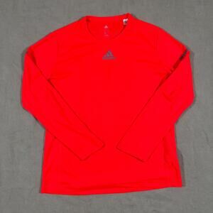 Adidas Climalite Running Shirt Mens M Red Athletic Training Tech Long Sleeve